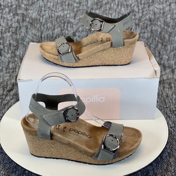 Birkenstock Papillio Soley Ring Buckle Sandal Wedge Size 37 - Picture 1 of 6